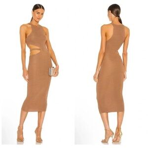 x REVOLVE Athena Midi Dress in Mushroom Michael Costello size SMALL